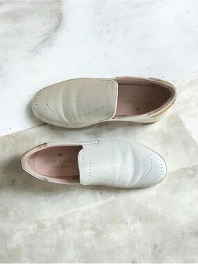 kate spade White Perforated Leather Slip-On Sneakers